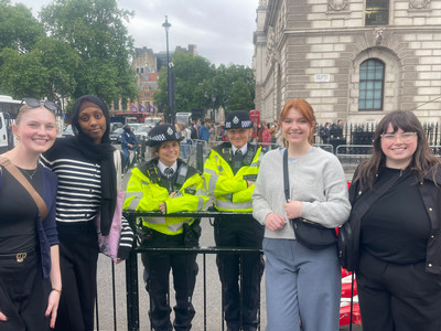 students with london police
