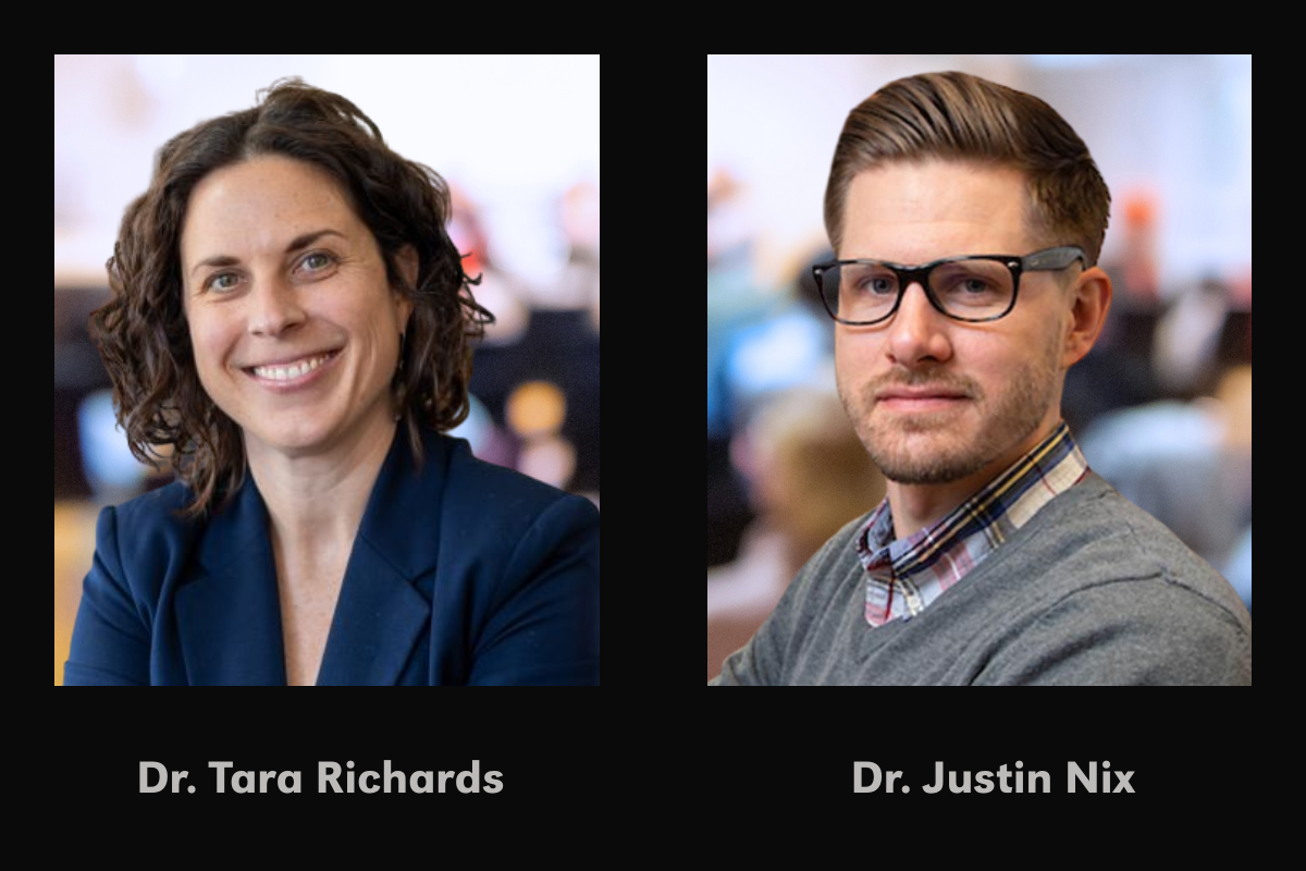 Dr. Justin Nix and Dr. Tara Richards headshots.