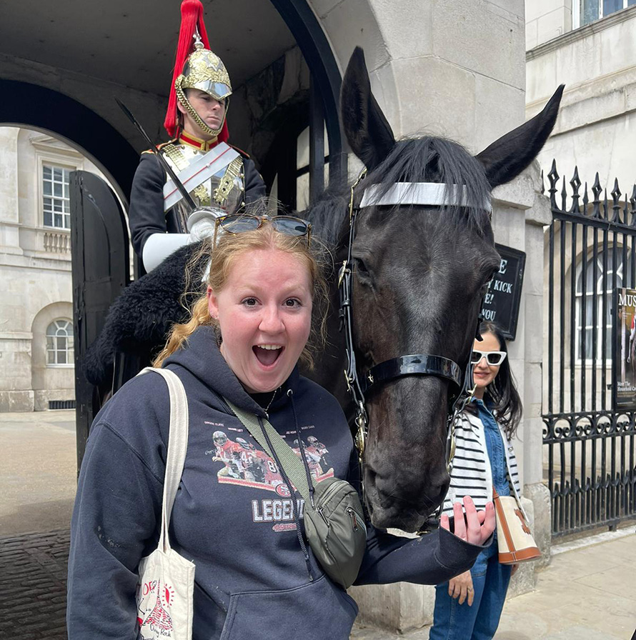 uno student with horse in london
