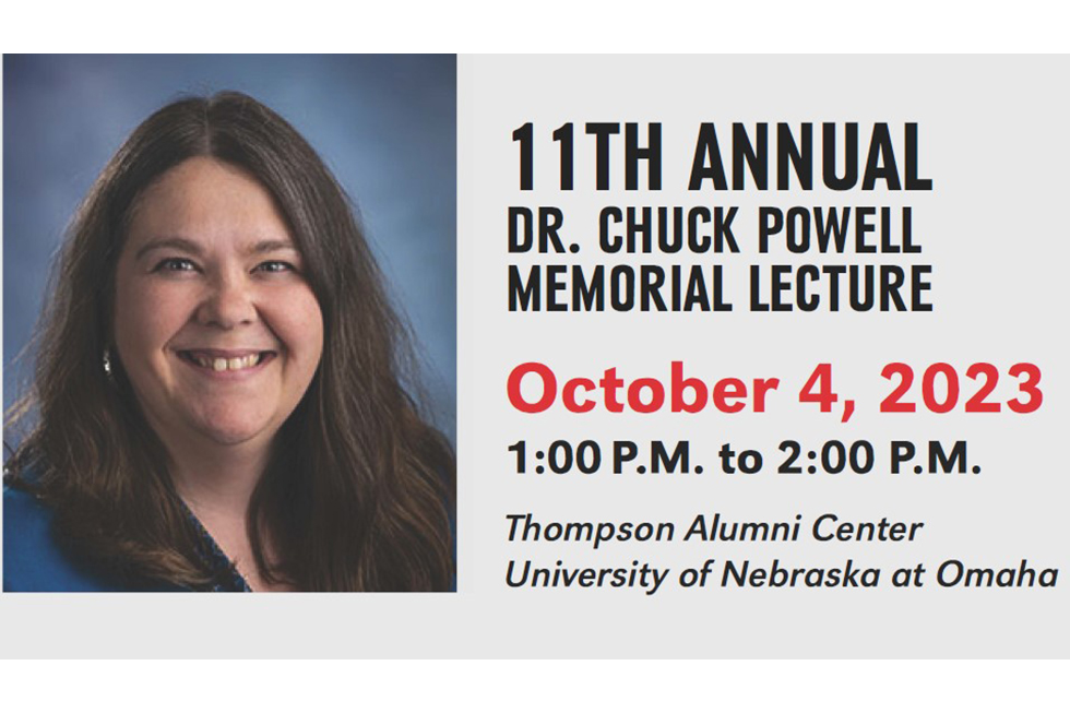 Dr. Jennifer Craft Morgan will be speaking at the Chuck Powell Memorial Lecture on october 4 at 1:00pm