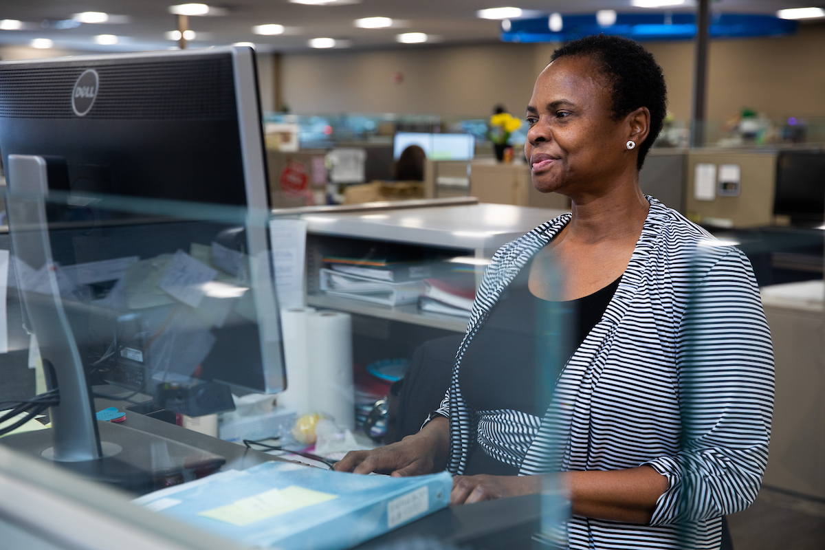woman working at a computer