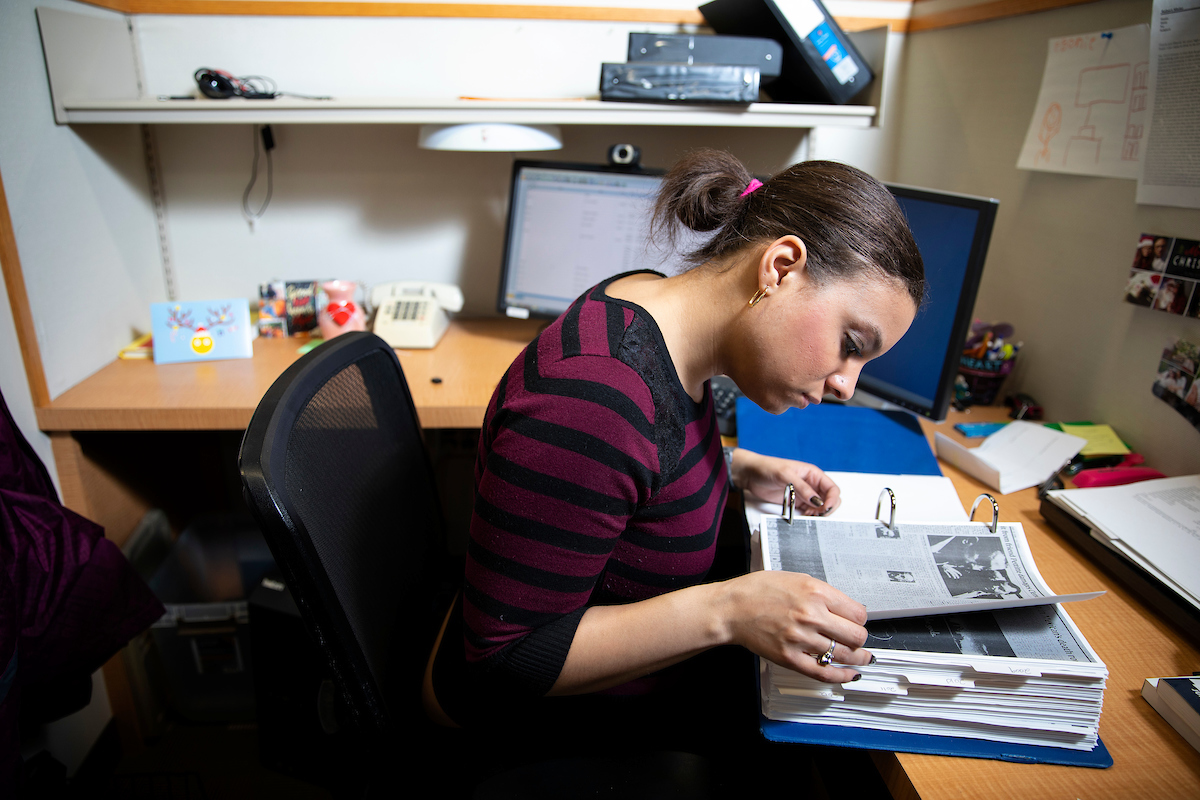 student studying at a desk