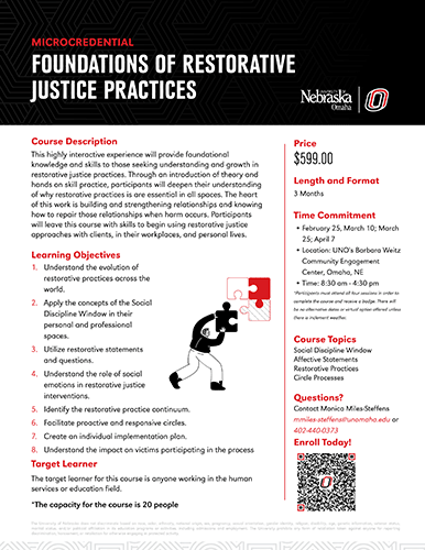 Juvenile Justice Certificate Program handout