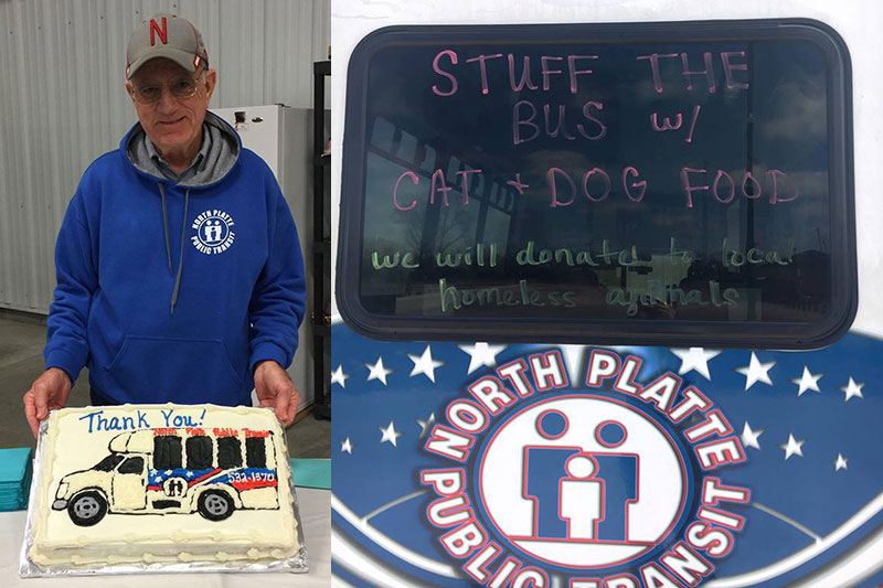 North Platte Public Transit held an appreciation lunch during NPTW to honor one of their drivers, Gary Sierks , who was retiring after 30 years of service. They also held a Stuff the Bus event to benefit the local animal shelter.