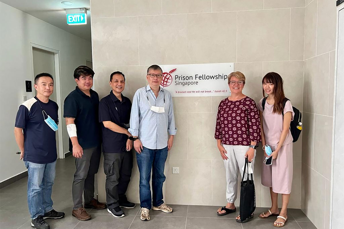 Anne Hobbs with executives from Prison Fellowship Singapore.