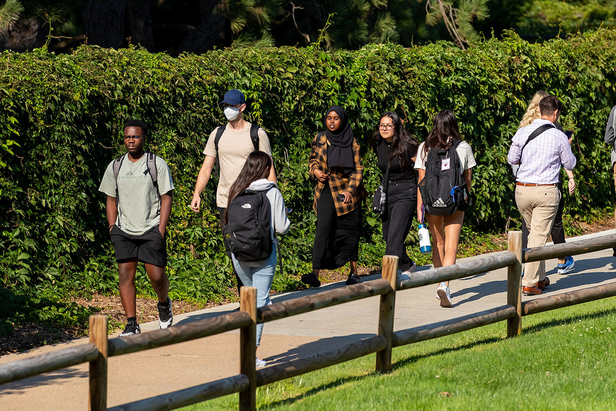 students walking to class