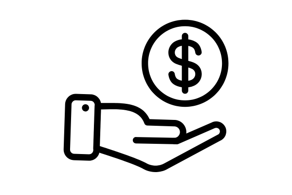 hand holding dollar sign icon.