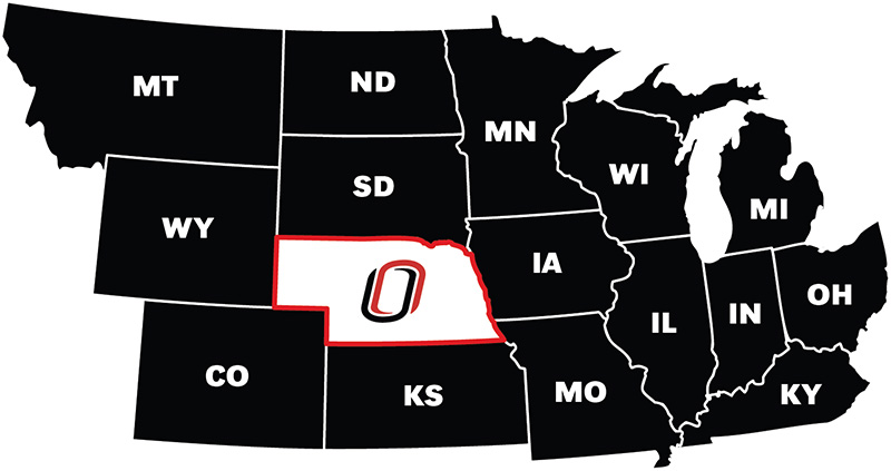 Map showing eligible OUR tuition states