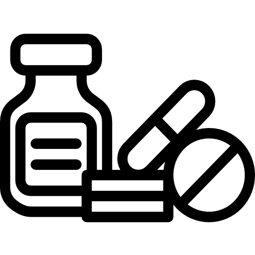 A black outline of several pill bottles stacked next to each other