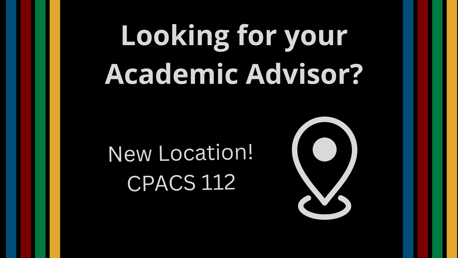 New location announcement with location pin marker