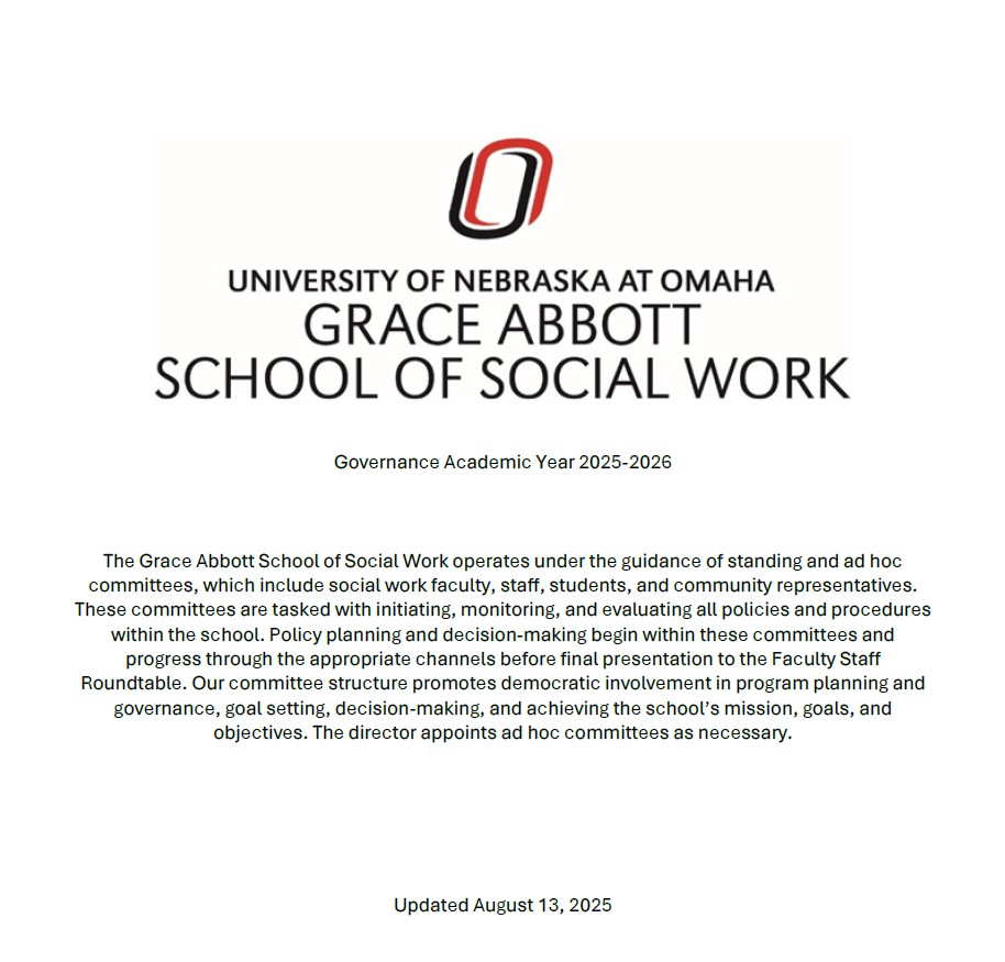 UNO Grace Abbott School of Social Work Governance Academic Year 2025-2026