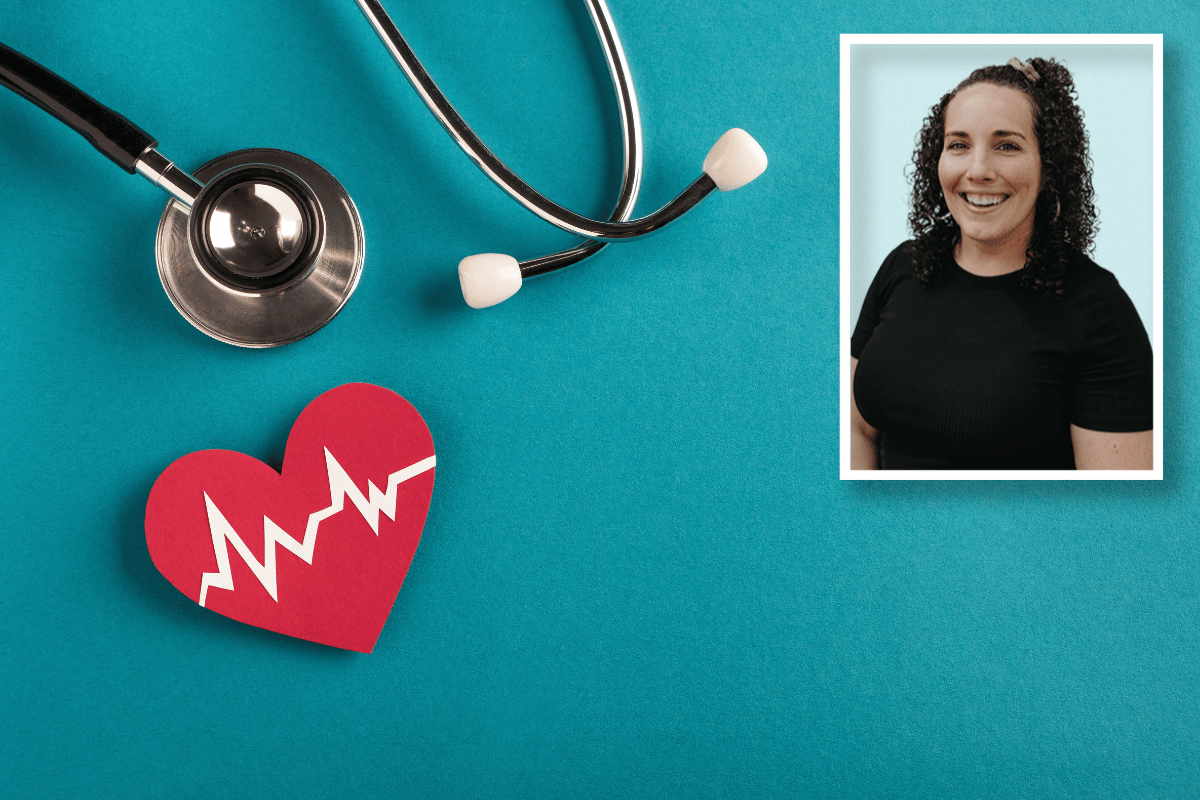 Stethoscope next to a heart sticker.