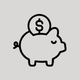 Piggy bank with money symbol icon.