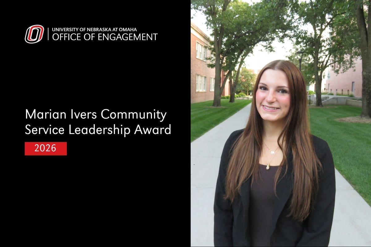 UNO student and Marian Ivers Community Service and Leadership Award recipient, Ayva Swift.