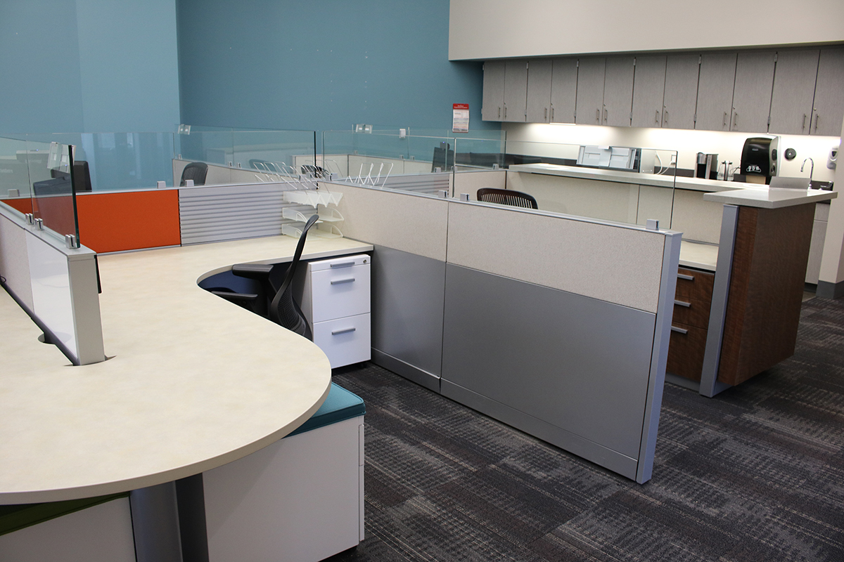 Image of workstation in community and university partnership suites.