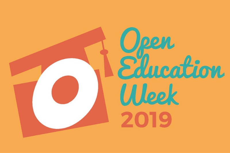Open Education Week 2019 graphic with graduation cap as the letter O