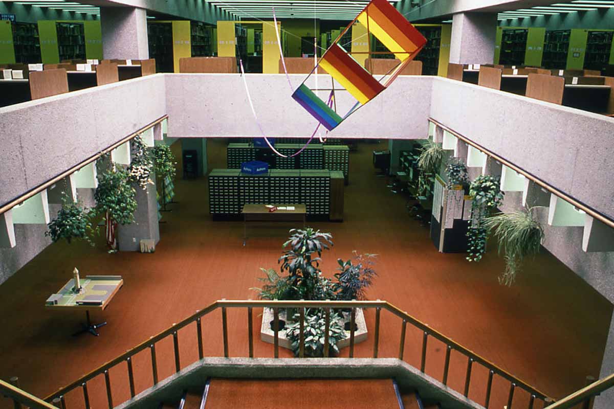 A photo from inside the UNO Criss Library in the 1980s