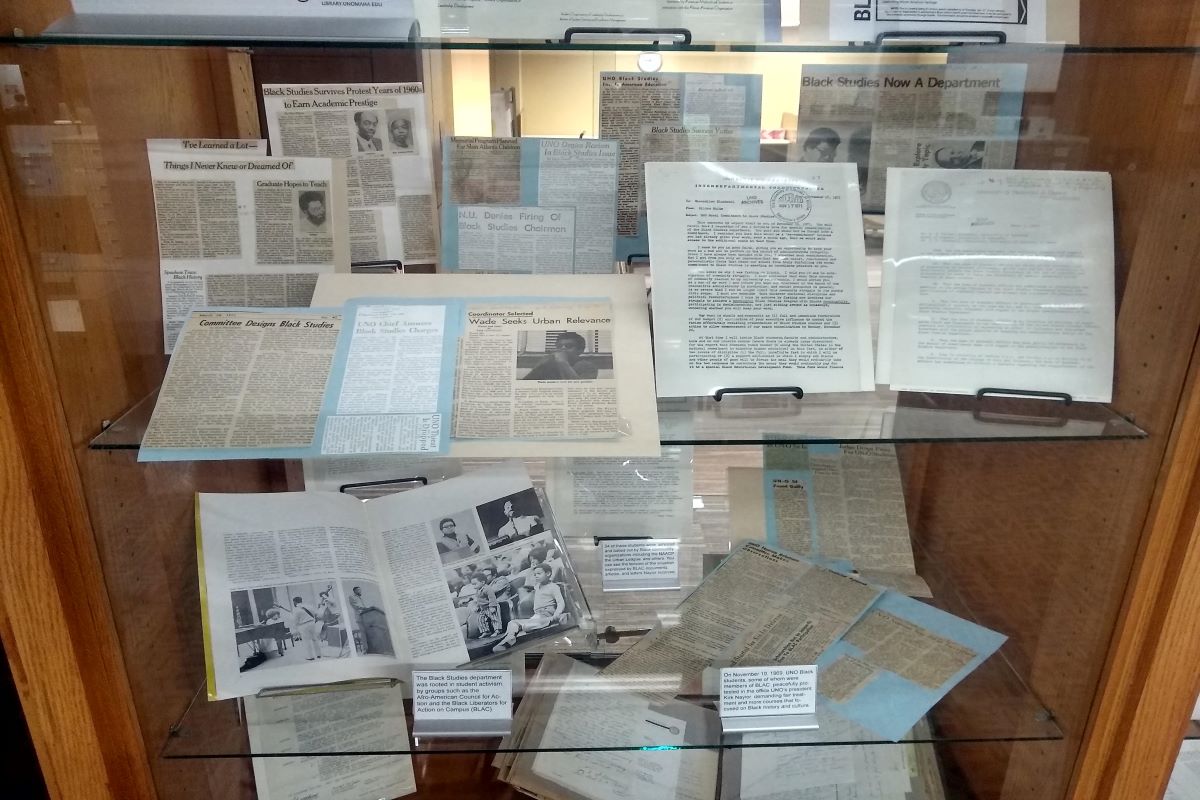 news clippings and documents on display
