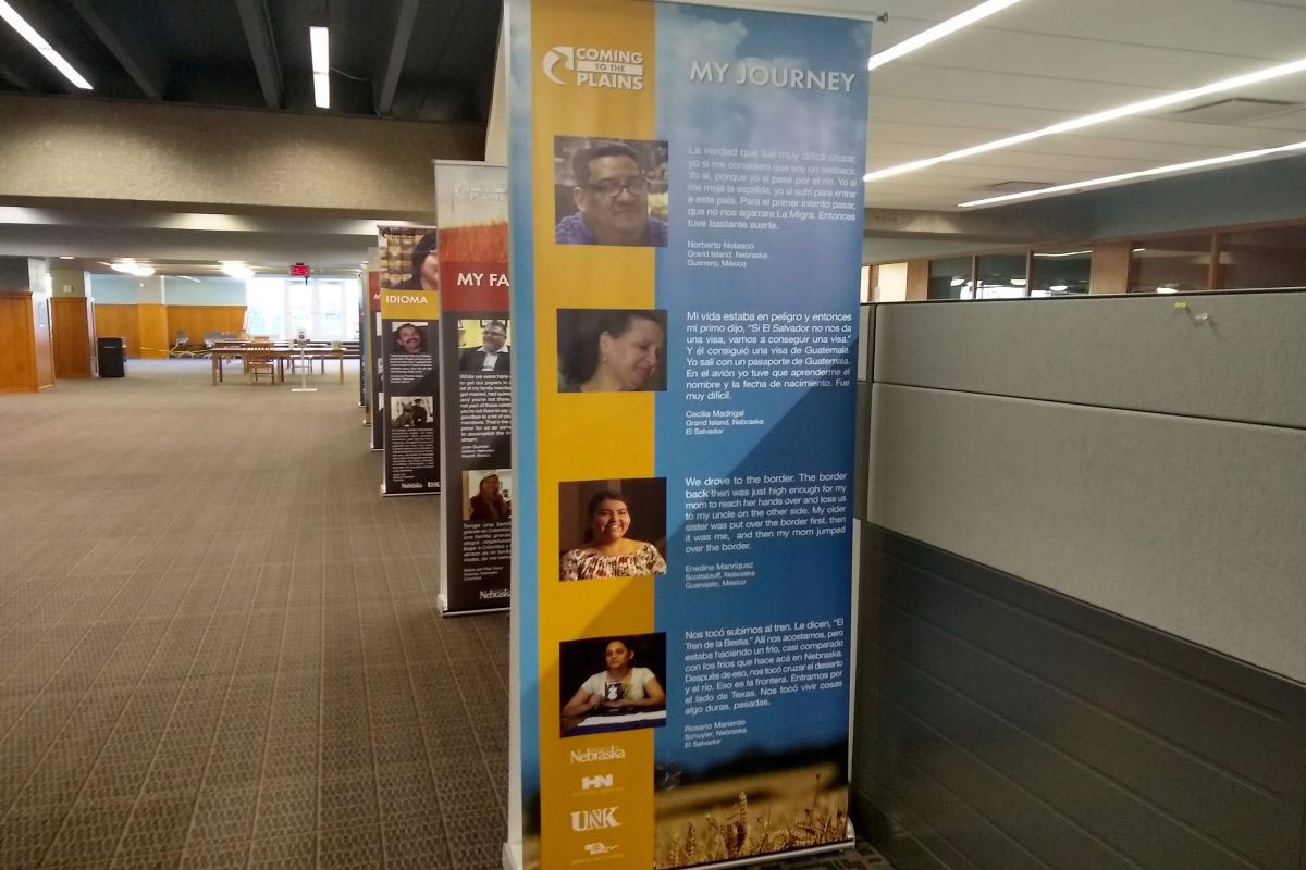 stand up display banners lined up next to a wall 