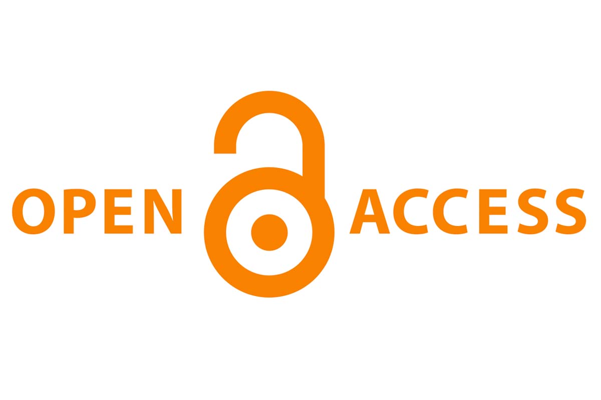 white background with the words Open Access in an orange font and between the words, an orange, unlocked padlock