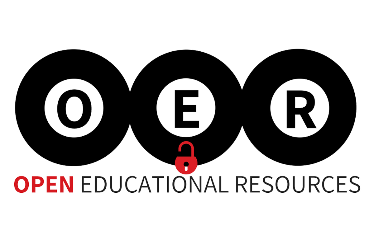three circles with the letters 'o' 'e' 'r' in each of them, open padlock and the words 'open educational resources'