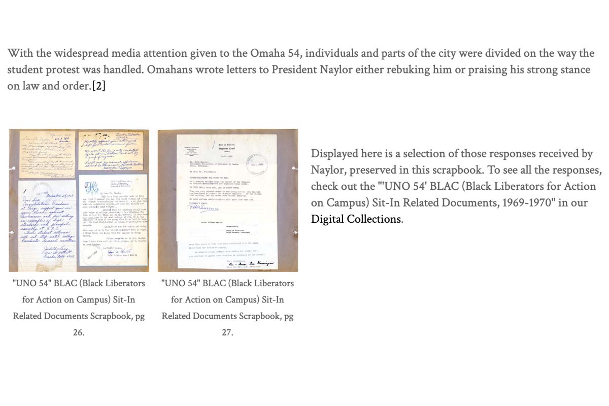 two square photos on the left, both with old papers, both hand written and typed and information about the papers to the right of the photos 