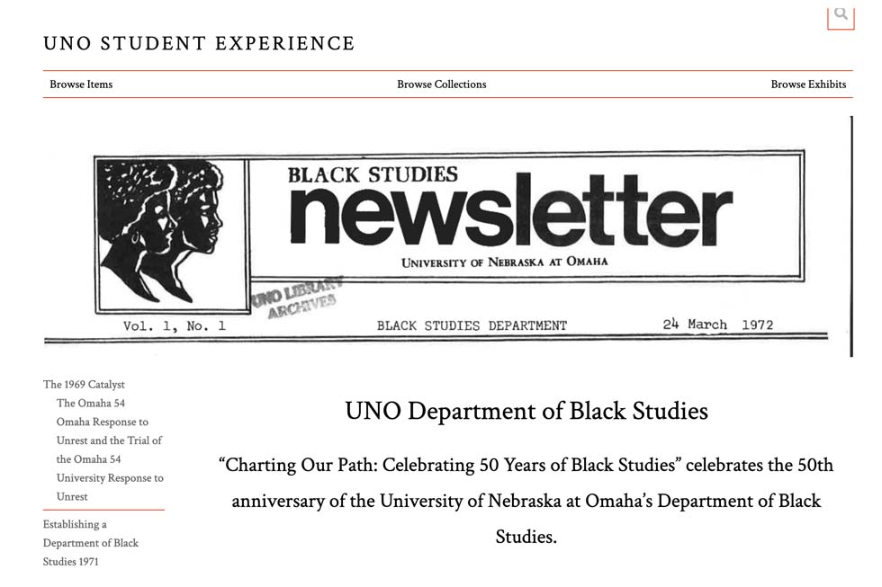 digitized cover of Black Studies newsletter from March, 1972