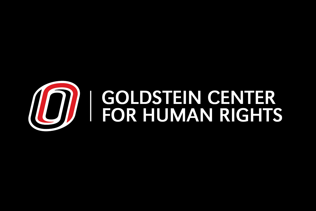 a black background with a UNO 'O' and the words 'goldstein center for human rights' is next to the O 