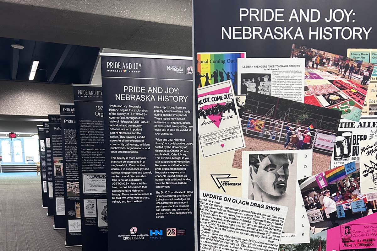 a close up view of the stand up banners from the Pride and Joy exhibit.