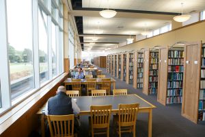 students in library