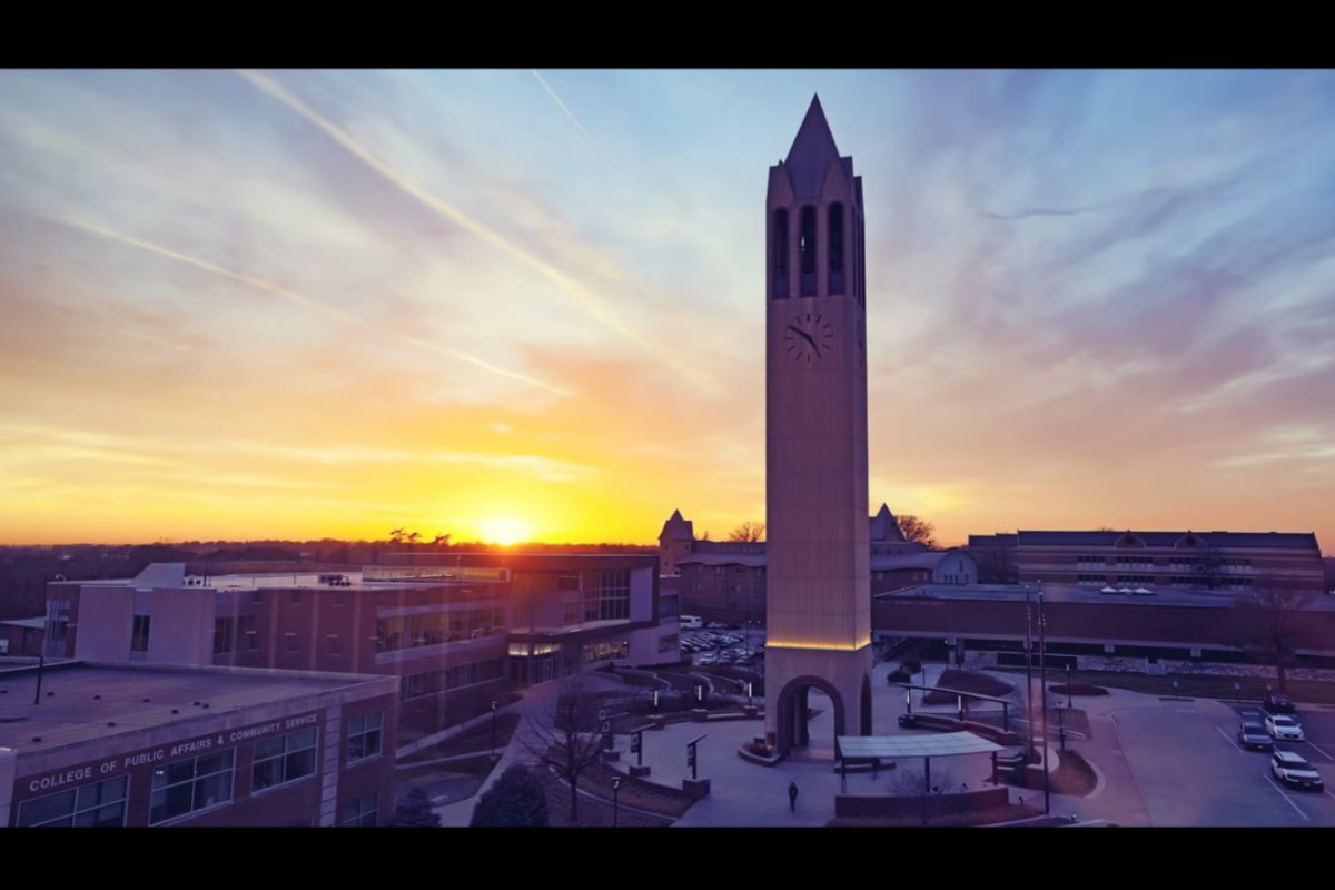 uno campus featuring bell tower