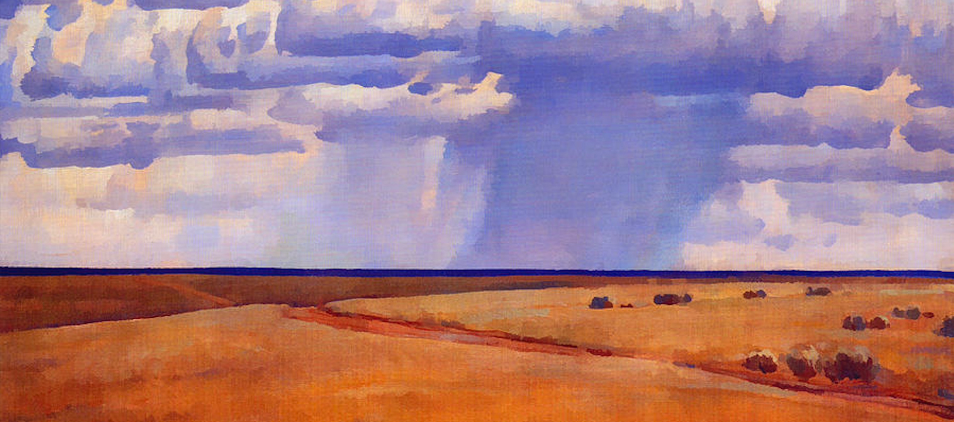 painting of yellow plains and blue sky by Maynard Dixon.