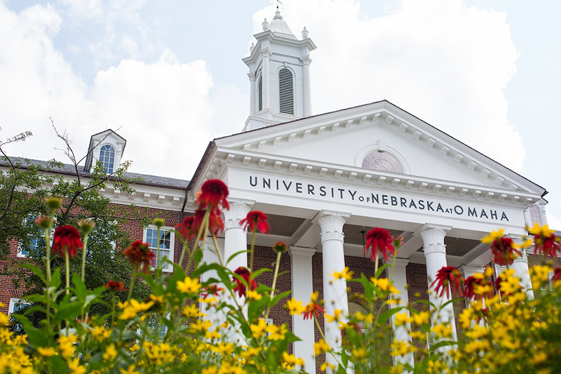flowers in front of arts & sciences hall 
