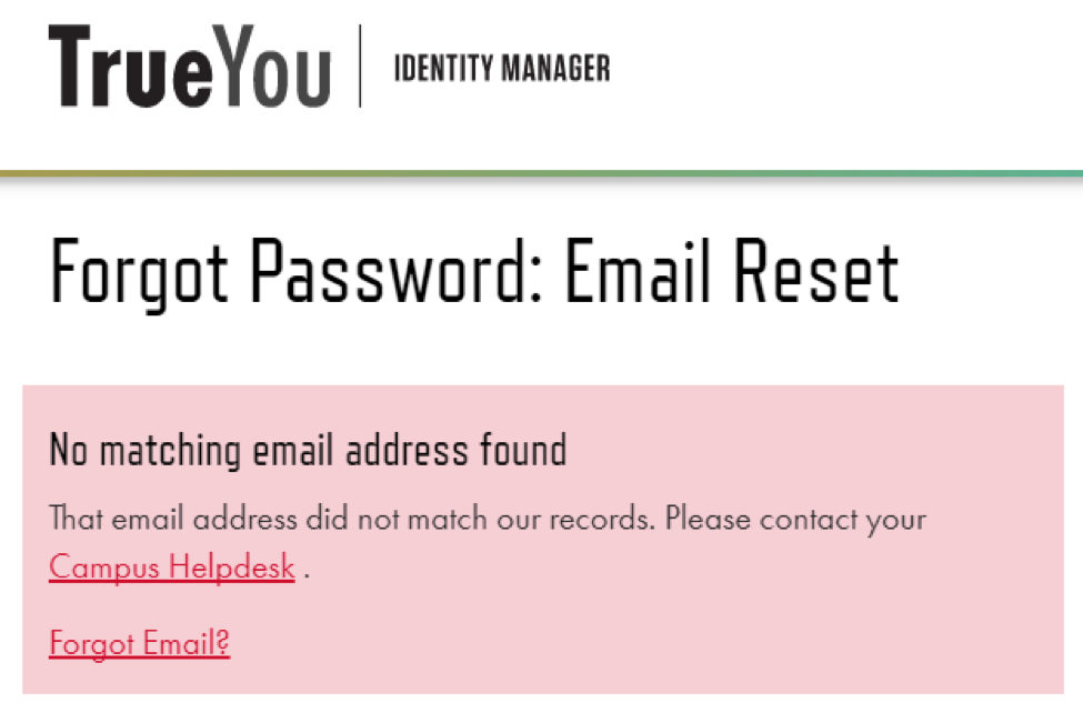 Reset Account Password Using Email Does Not Work (There is no