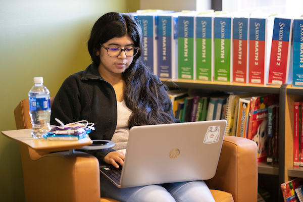 Teacher Education students work together in the IDEAS Room in the College of Education in Roskens Hall at the University of Nebraska at Omaha in Omaha, Nebraska, Thursday, October 17, 2019. The IDEAS Room provides technology, print, and digital resources for the professional growth and development of faculty and candidates of the College of Education.