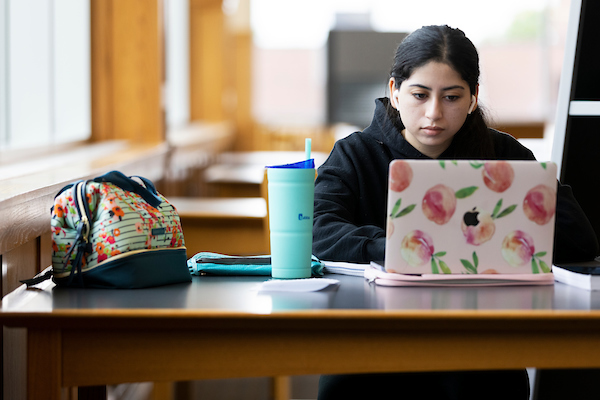 Priya Verbik studies for the Medical College Admission Test at Criss Library at the University of Nebraska at Omaha in Omaha, Nebraska on Tuesday, May 25th, 2021.