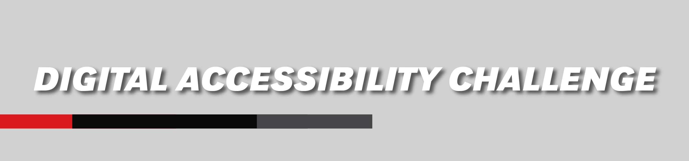 Front view of a historic academic building at the University of Nebraska at Omaha, framed by large trees, with bold white text overlay reading 'Digital Accessibility Challenge.