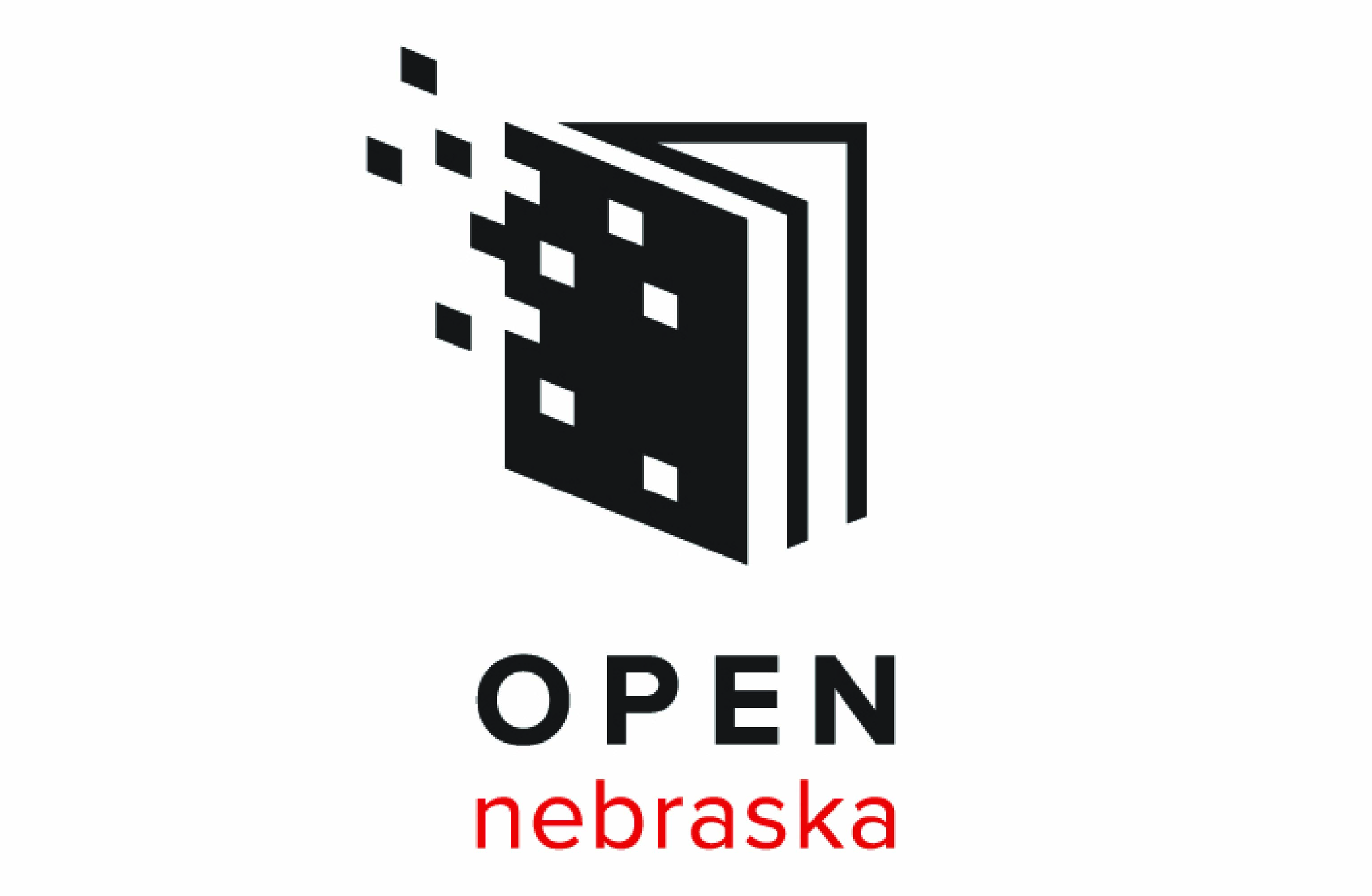 Open Nebraska logo featuring a stylized digital book icon above the words “Open Nebraska.”