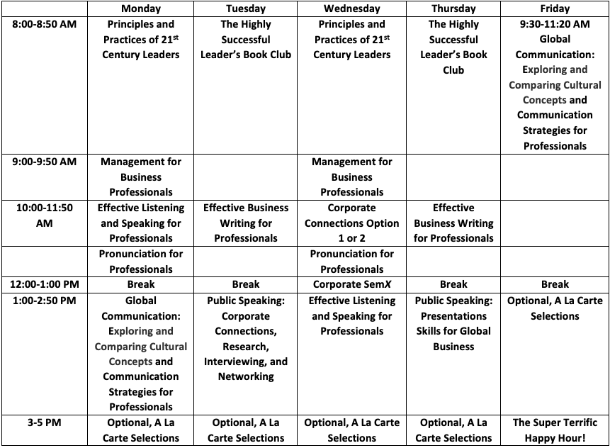 global leadership program schedule