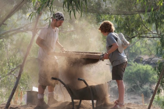 Sifting at the dig site