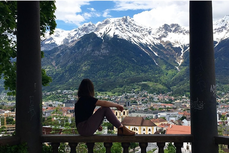 Kelsey Nekl overlooking Innsbruck, Austria.