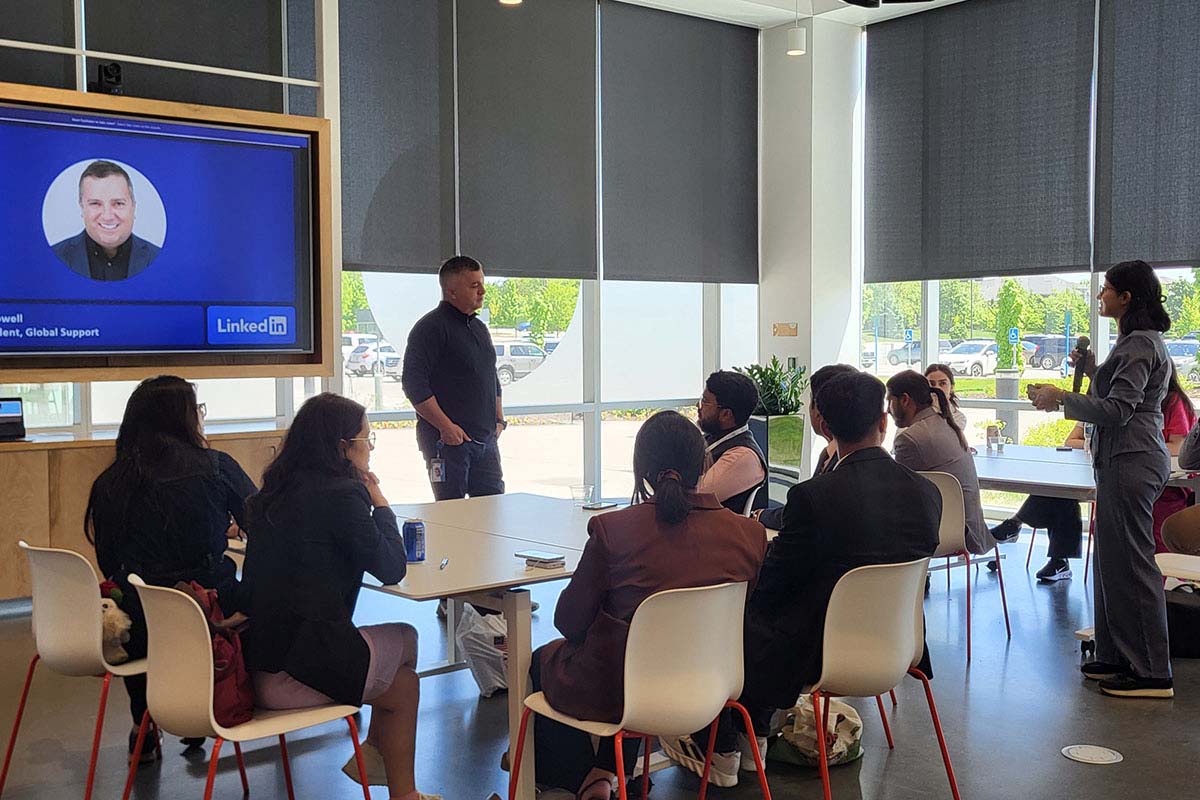 Participants visit with LinkedIn in Omaha.