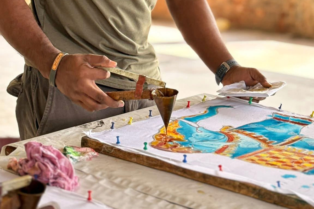 Close up of a local art elephant painting demonstration