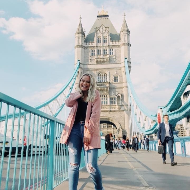 Student on Tower Bridge in London