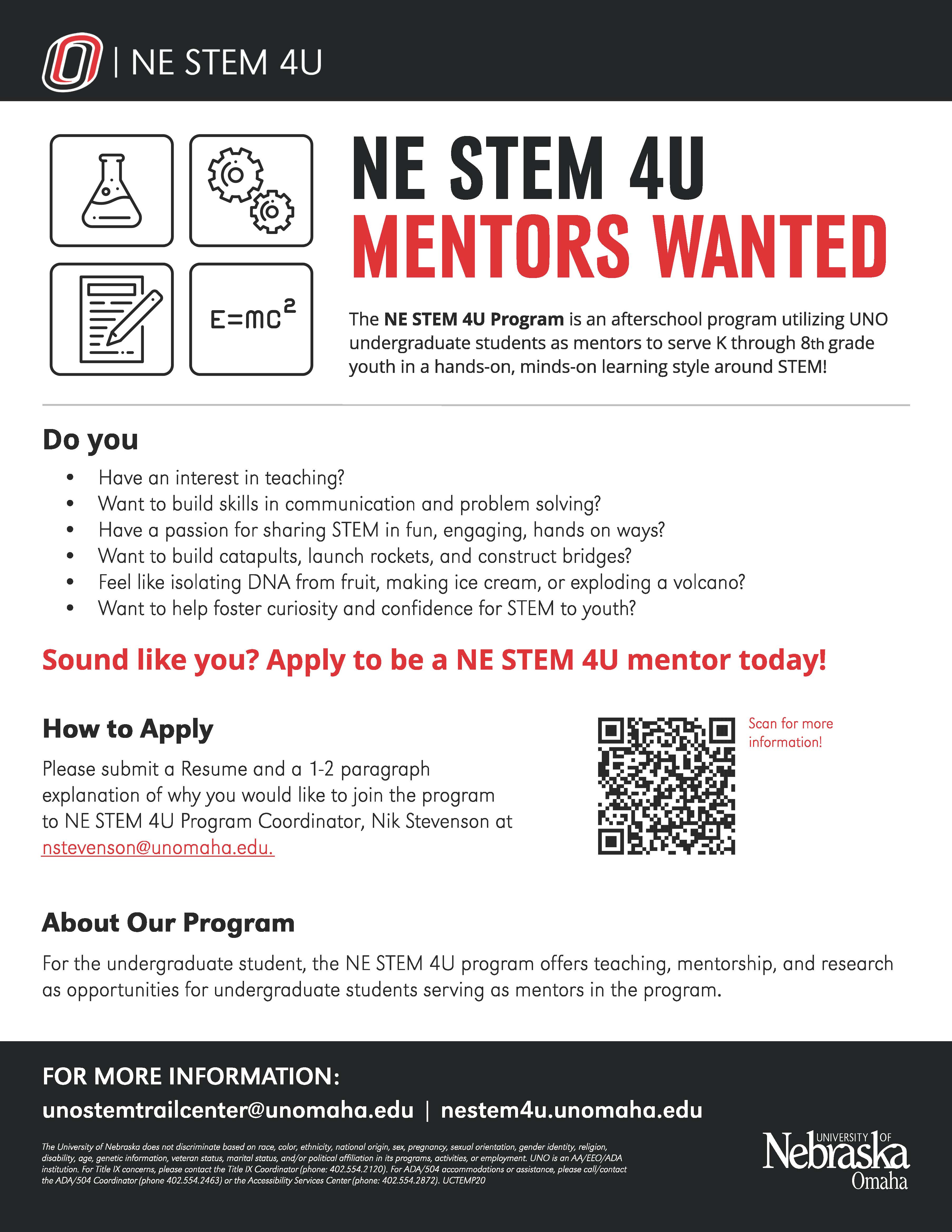 NE STEM 4U Recruitment flyer