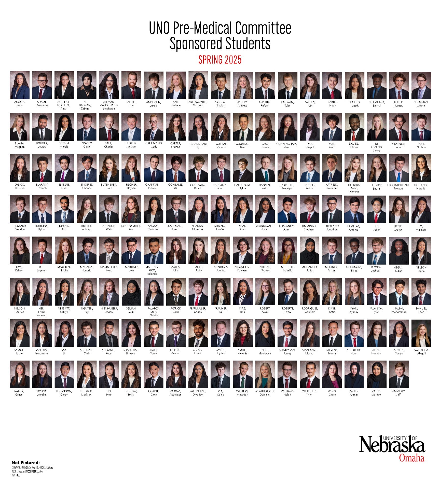 Photos of the Pre-Medical Committee Sponsored Students.