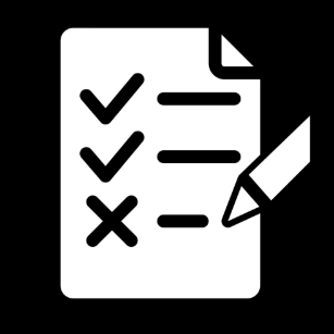 Checklist document icon with two check marks, an X, and a pencil indicating edits.