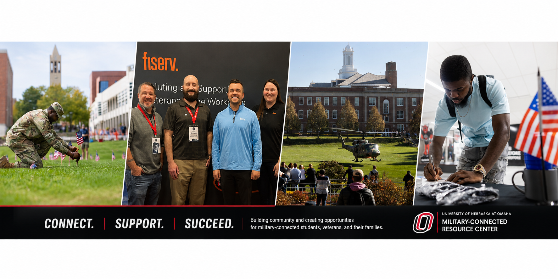 collage of uno staff and students at events for military students.
