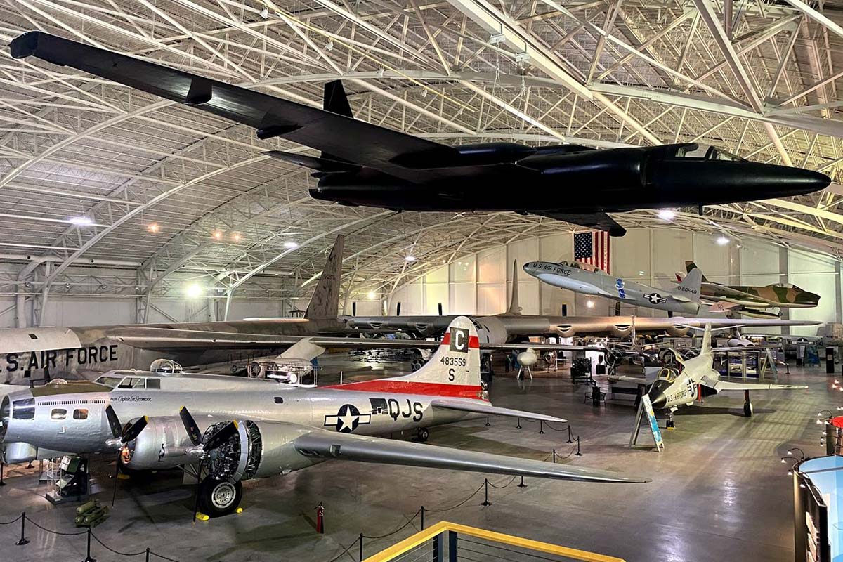 Planes on display at in a hanger at the SAC Aerospace Museum