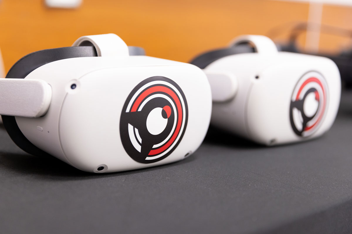 Virtual reality headsets with the NCITE logo on them.